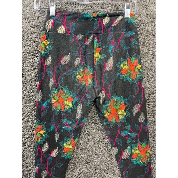 Lularoe Womens Leggings One Size Fits All Black and Neon Floral RN #142161 - Picture 9 of 13